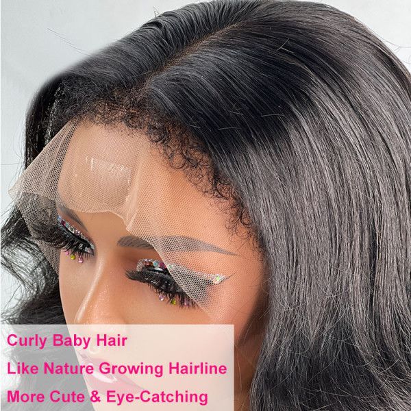 QVR Curly Edges 13x4/13x6 Lace Frontal Wigs Body Wave With Realistic Type 4 Hairline - Image 6