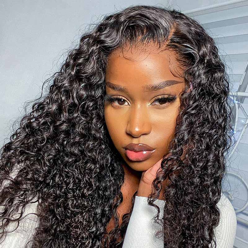 QVR Curly Edges Hairline Water Wave 5x5 Transparent HD Lace Closure Human Hair Wigs - Image 3