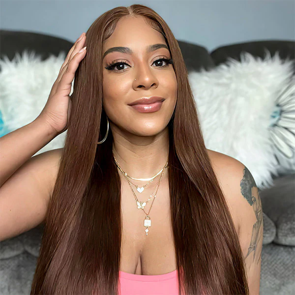 QVR Dark Brown 13x4 Lace Frontal Wigs Body Wave/Straight #4 Color Human Hair Wigs - Image 5
