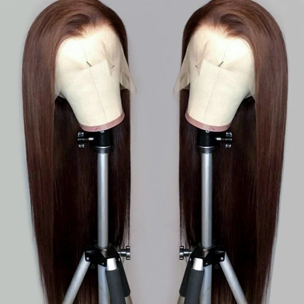 QVR Dark Brown 13x4 Lace Frontal Wigs Body Wave/Straight #4 Color Human Hair Wigs - Image 7