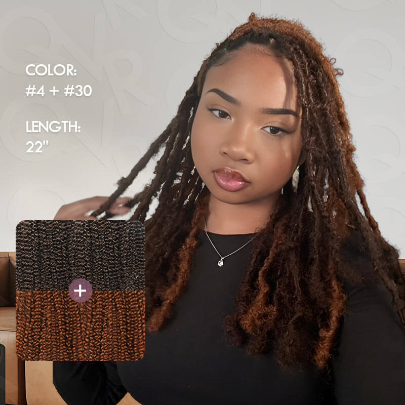 QVR Dark Brown+Auburn Brown Afro Kinky V Bulk Curly Hair for Kinky Twist Crochet Braiding Hair - Image 4