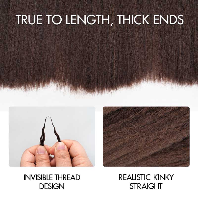 QVR Dark Brown Kinky Straight Feather Crochet Human Hair Miracle Knots Crochet Weave Hair Extensions - Image 3