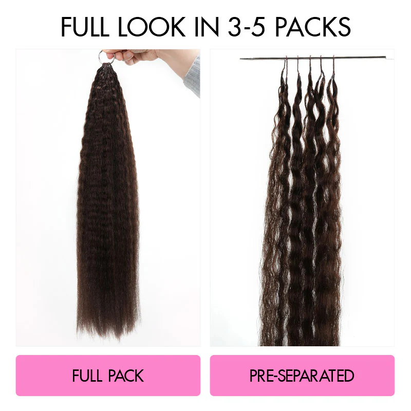 QVR Dark Brown Kinky Straight Feather Crochet Human Hair Miracle Knots Crochet Weave Hair Extensions - Image 5