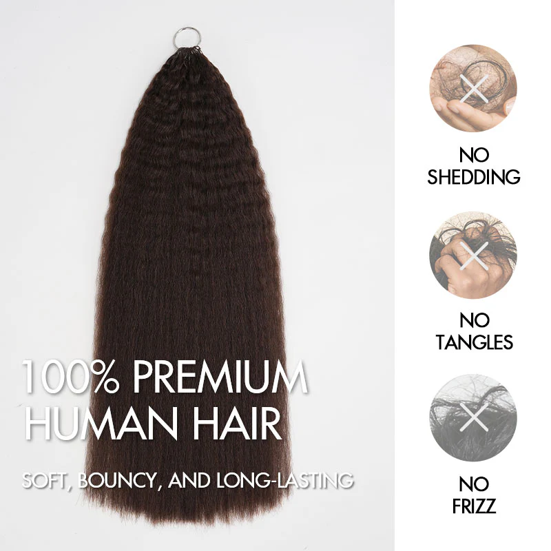QVR Dark Brown Kinky Straight Feather Crochet Human Hair Miracle Knots Crochet Weave Hair Extensions - Image 6