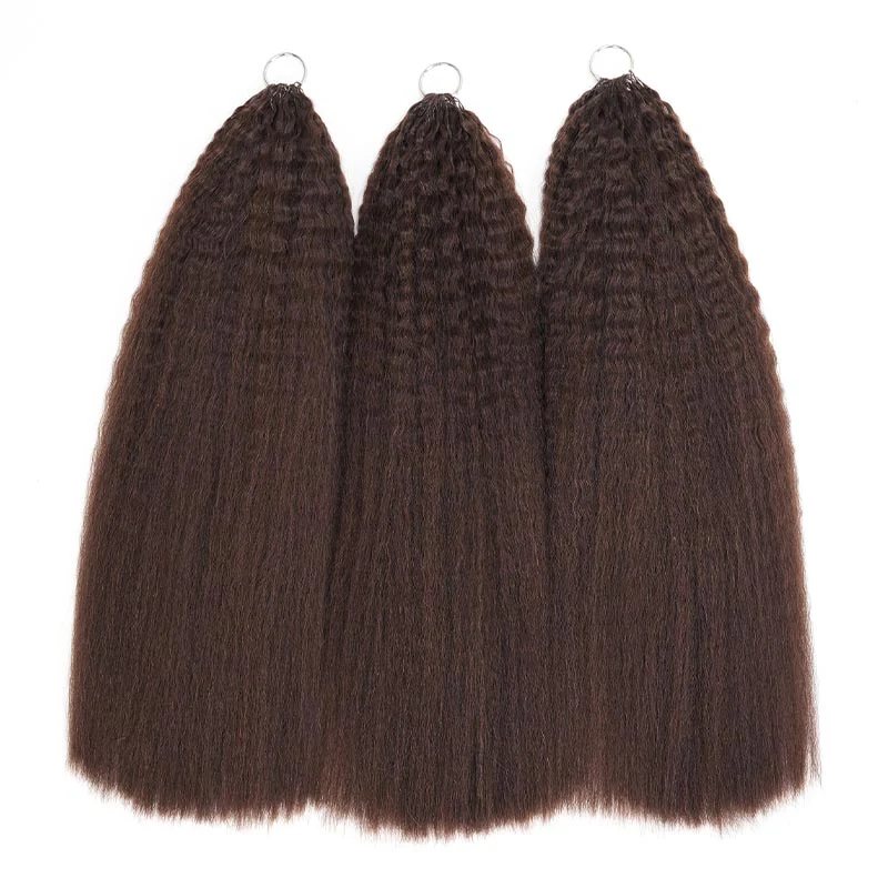 QVR Dark Brown Kinky Straight Feather Crochet Human Hair Miracle Knots Crochet Weave Hair Extensions - Image 7
