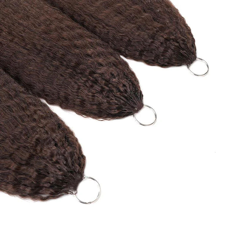 QVR Dark Brown Kinky Straight Feather Crochet Human Hair Miracle Knots Crochet Weave Hair Extensions - Image 8