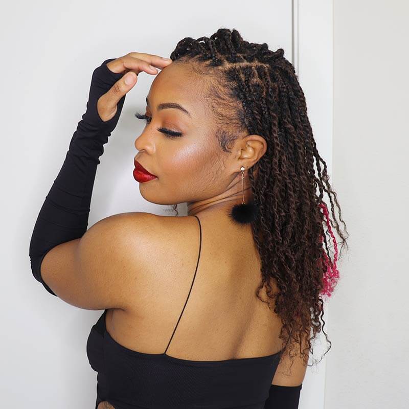 QVR Dark Brown+Pink Two Colors Afro Kinky Bulk Human Hair For Braiding DreadLock - Image 5