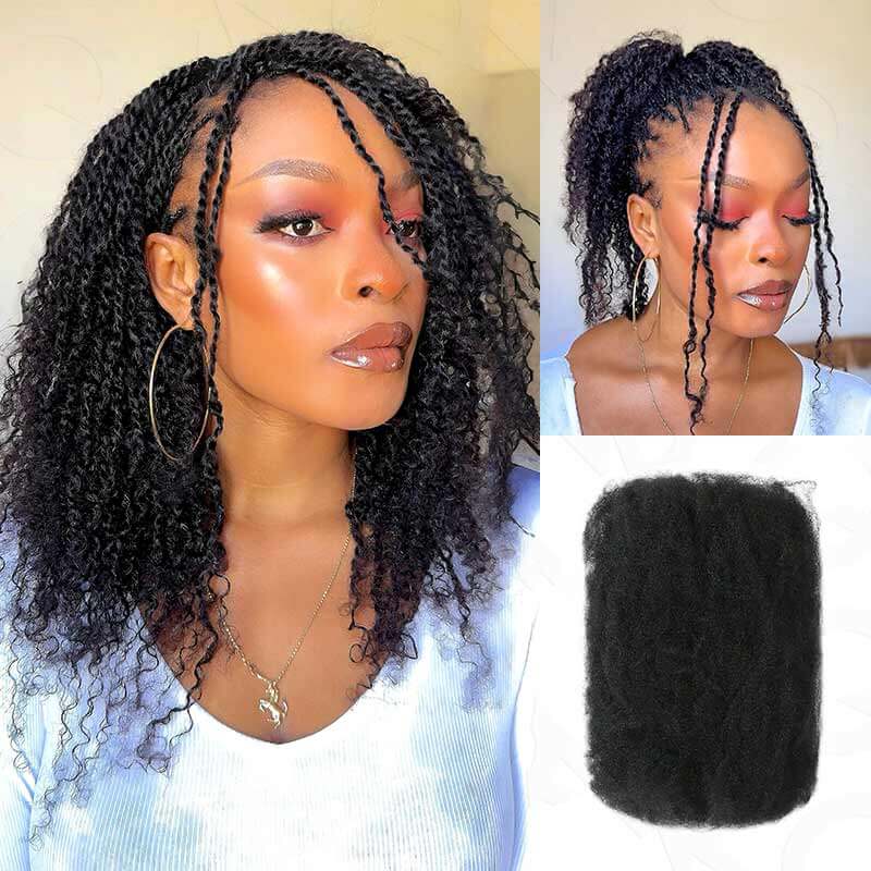 QVR Dark Orange Afro Kinky Bulk Hair Extensions For Braiding Dreadlock Human Hair - Image 14
