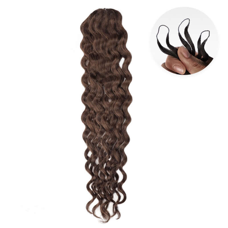 QVR Deep Brown #2 Water Wave Soft Feather Crochet Braids Human Hair Extensions - Image 4