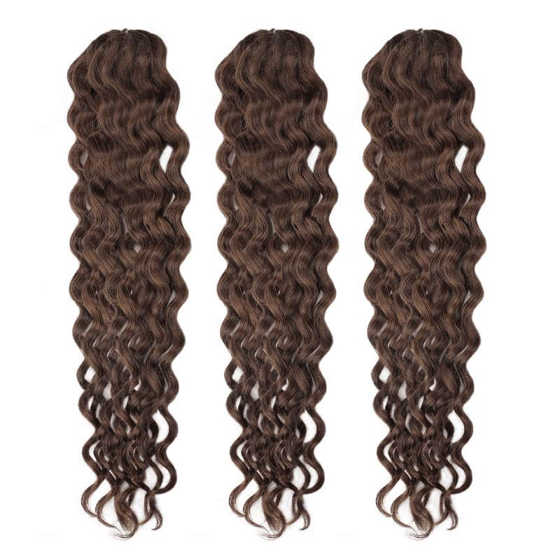 QVR Deep Brown #2 Water Wave Soft Feather Crochet Braids Human Hair Extensions - Image 5