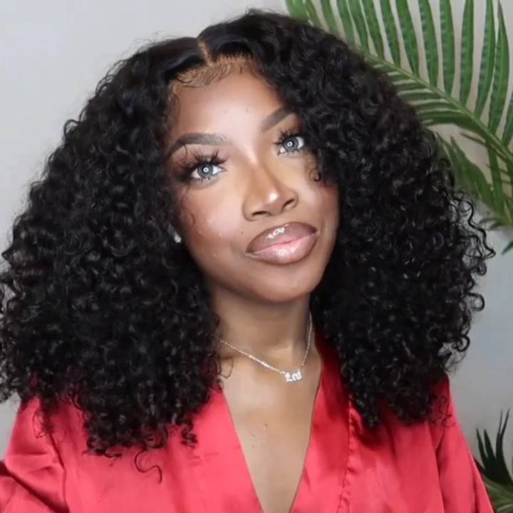 QVR Deep Wave 13x4 Transparent Lace Front Wigs Virgin Human Hair Black Wig - Image 2