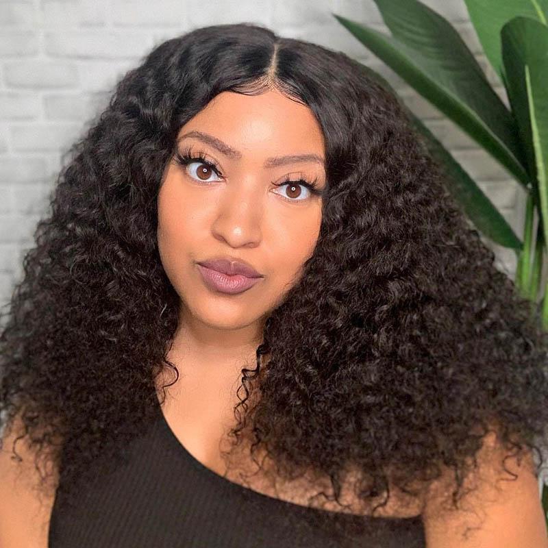 QVR Deep Wave 13x4 Transparent Lace Front Wigs Virgin Human Hair Black Wig - Image 3
