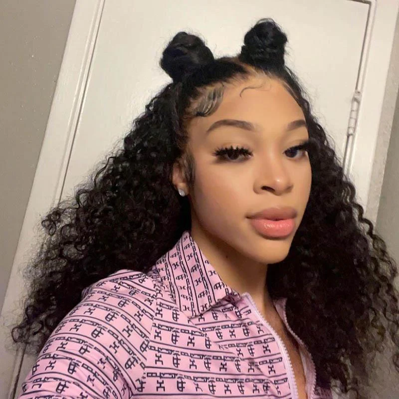 QVR Deep Wave 13x4 Transparent Lace Front Wigs Virgin Human Hair Black Wig - Image 4
