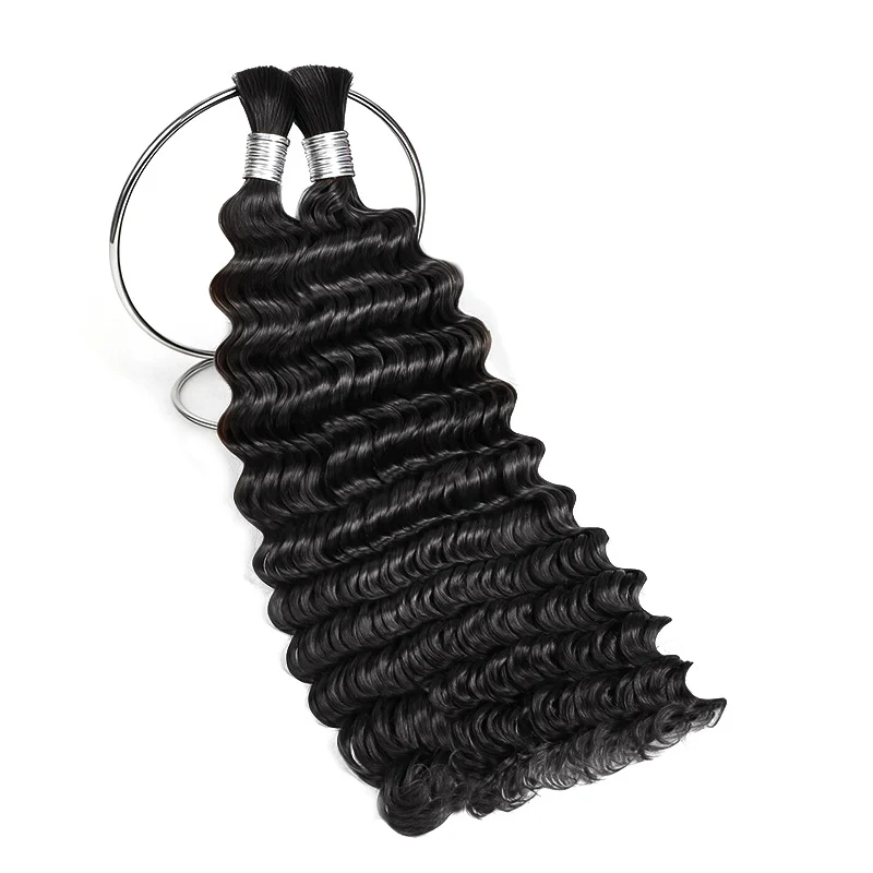 QVR Deep Wave Bulk Hair Extensions for Boho Knotless Braiding - Image 6