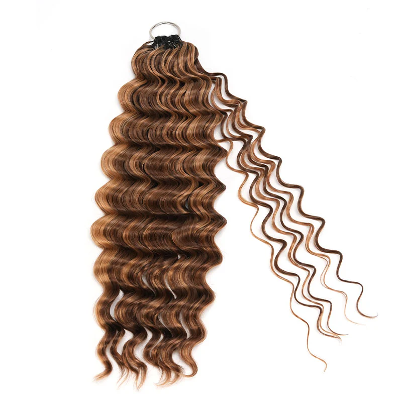 QVR Deep Wave Feather Crochet Human Hair Highlight #P4/27 Miracle Knots Crochet Weave Hair Extensions - Image 2