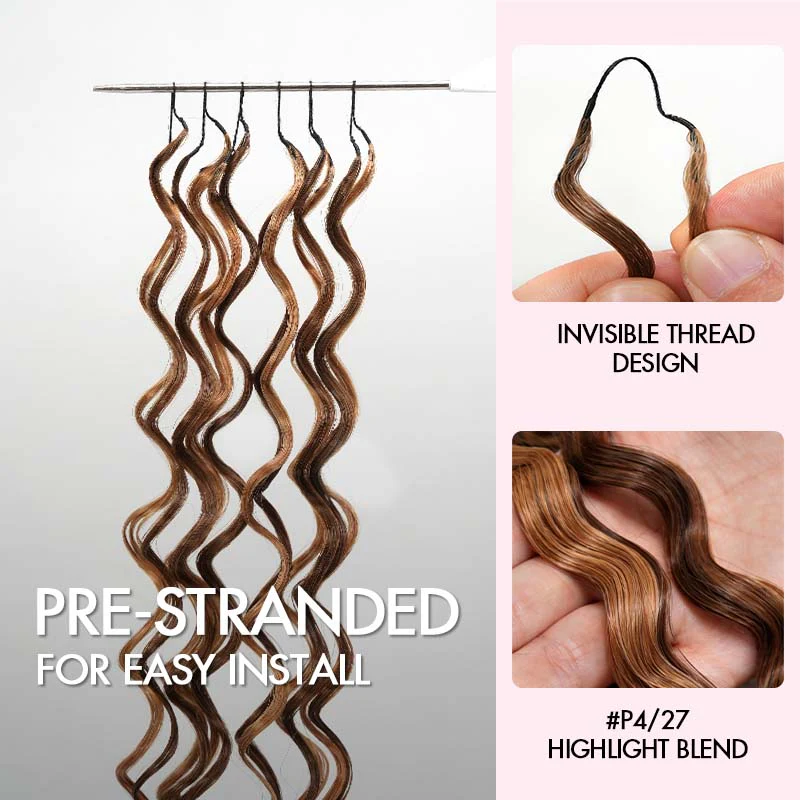 QVR Deep Wave Feather Crochet Human Hair Highlight #P4/27 Miracle Knots Crochet Weave Hair Extensions - Image 4