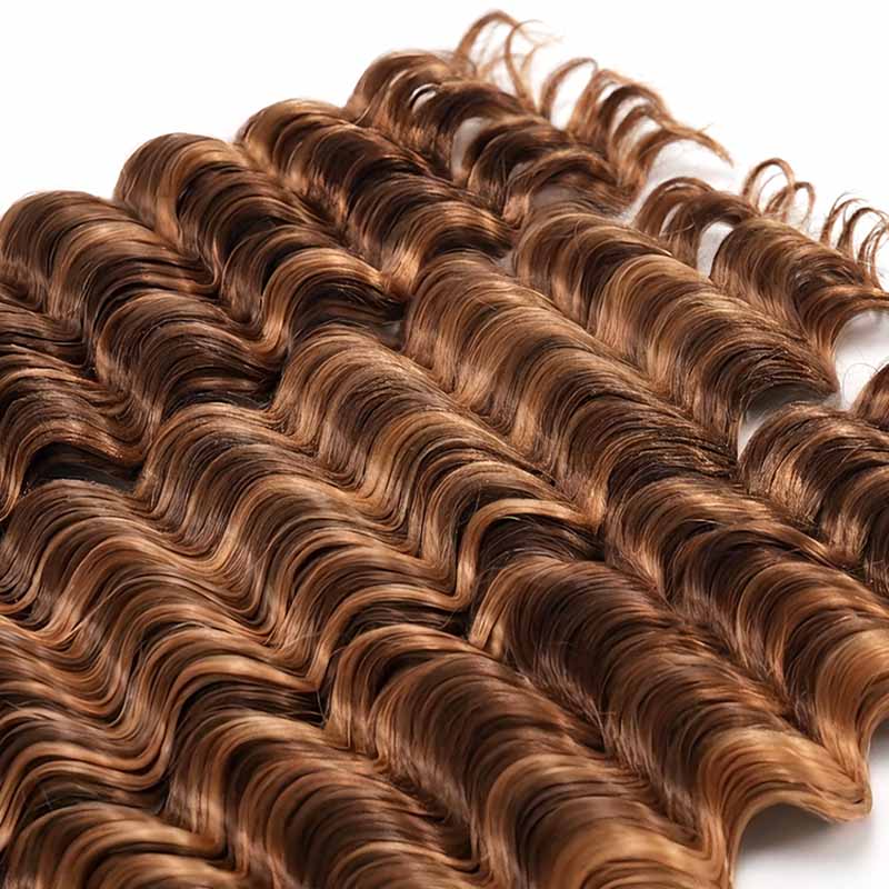 QVR Deep Wave Feather Crochet Human Hair Highlight #P4/27 Miracle Knots Crochet Weave Hair Extensions - Image 7