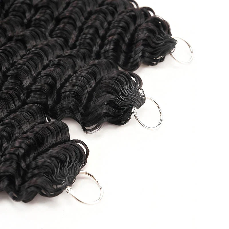 QVR Deep Wave Feather Crochet Human Hair with Sprial Ends Machine Made Crochet Weave Hair Extensions - Image 8