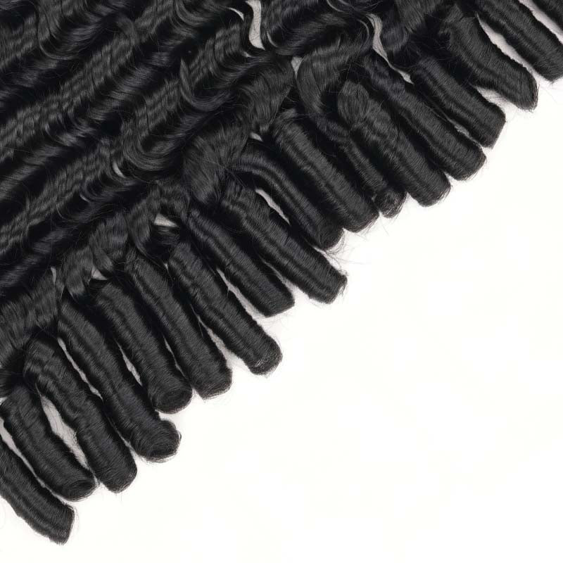 QVR Deep Wave Feather Crochet Human Hair with Sprial Ends Machine Made Crochet Weave Hair Extensions - Image 9