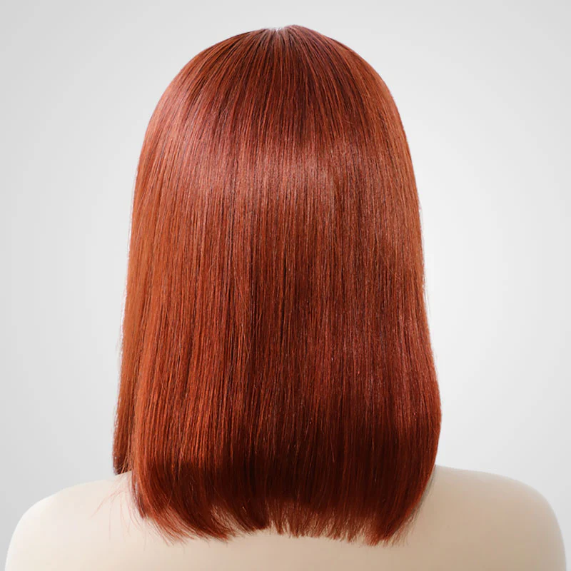 QVR Dirty Oranage Color Short Bob Wigs 5x5 Pre-cut Lace Straight Human Hair Wigs - Image 5