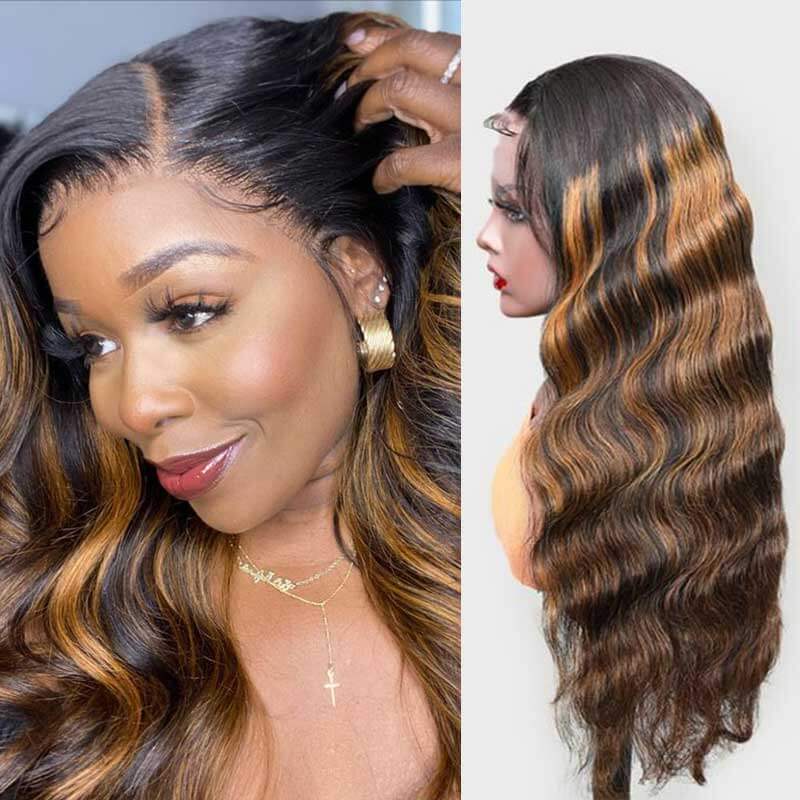 QVR #FB30 Body Wave Full Lace Wig Handmade Highlights Human Hair Knotless Wigs - Image 3