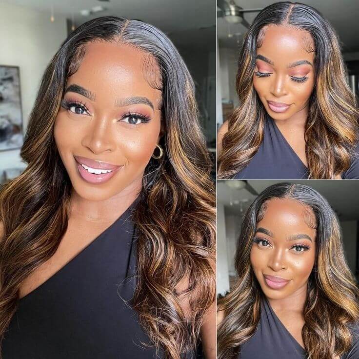 QVR #FB30 Body Wave Full Lace Wig Handmade Highlights Human Hair Knotless Wigs - Image 4