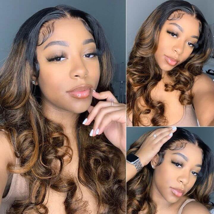 QVR #FB30 Body Wave Full Lace Wig Handmade Highlights Human Hair Knotless Wigs - Image 5