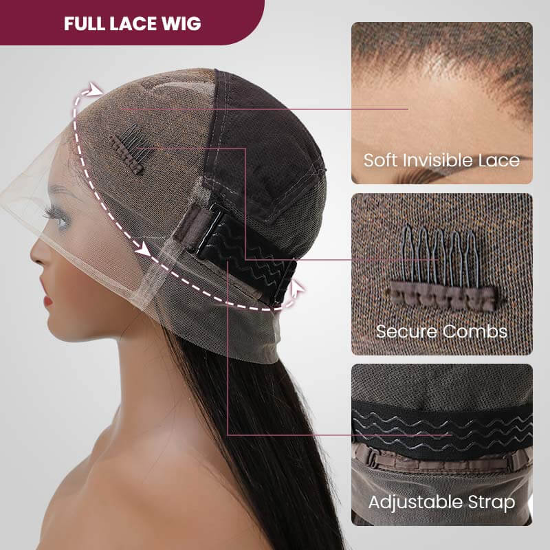 QVR #FB30 Body Wave Full Lace Wig Handmade Highlights Human Hair Knotless Wigs - Image 7