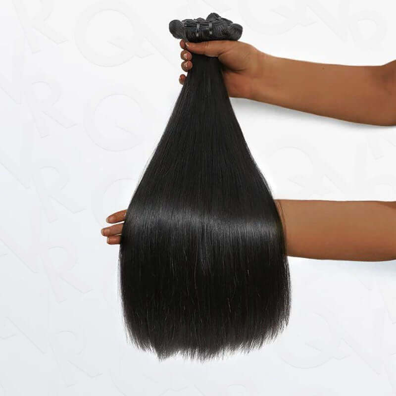 QVR Flawless Straight Human Hair Bundle Black Blonde Highlights Sew In Hair Extensions - Image 5