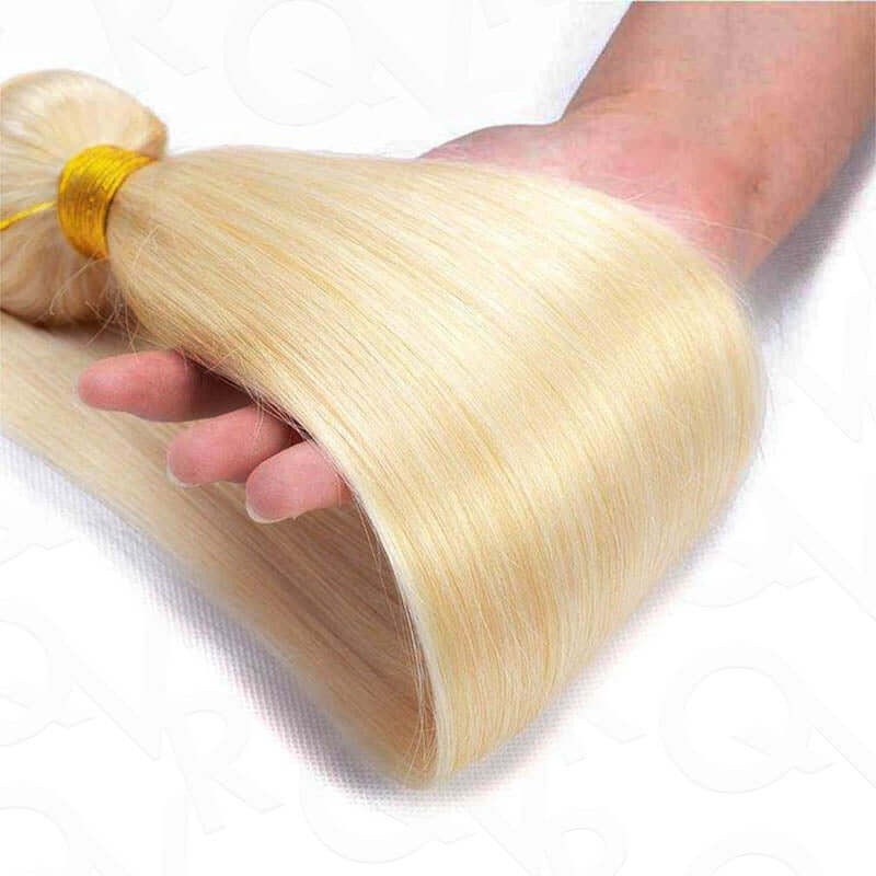 QVR Flawless Straight Human Hair Bundle Black Blonde Highlights Sew In Hair Extensions - Image 7