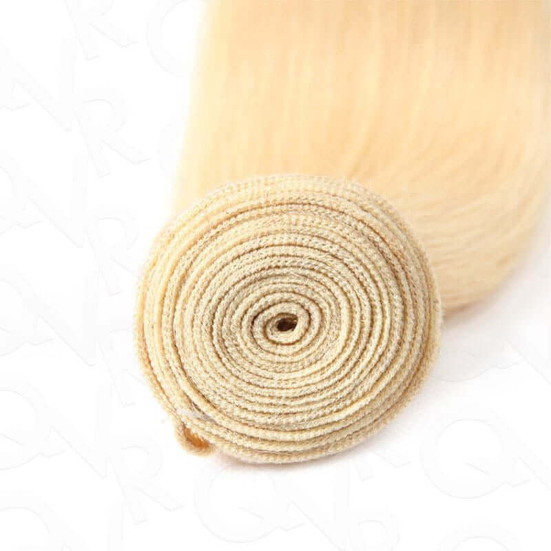 QVR Flawless Straight Human Hair Bundle Black Blonde Highlights Sew In Hair Extensions - Image 9
