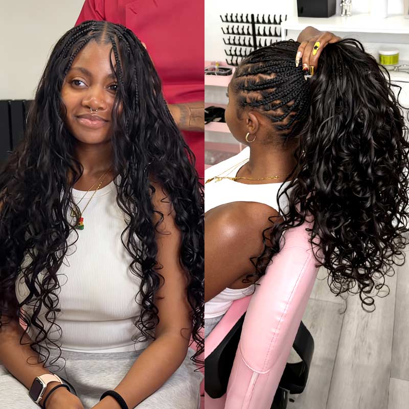 QVR French Curl Human Bulk Hair Extensions for Boho Knotless Braiding - Image 2