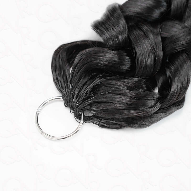 QVR French Curl Human Crochet Hair Machine Made Natural Black Feather Crochet Human Hair Extension - Image 7