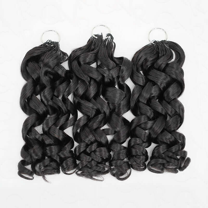 QVR French Curl Human Crochet Hair Machine Made Natural Black Feather Crochet Human Hair Extension - Image 8