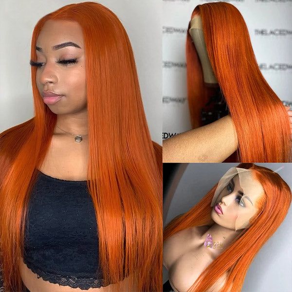 QVR Ginger Orange Body Wave Wigs Brazilian Virgin Hair 4x4 Lace Closure Wigs Pre Plucked with Baby Hair - Image 6