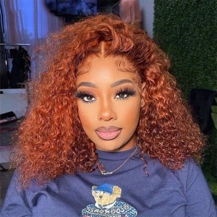 QVR Ginger Orange Lace Part Wigs Curly 13x4 Lace Frontal Human Hair Wigs - Image 3