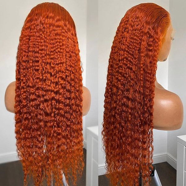 QVR Ginger Orange Lace Part Wigs Curly 13x4 Lace Frontal Human Hair Wigs - Image 5