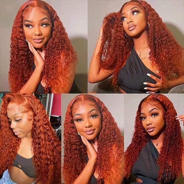 QVR Ginger Orange Lace Part Wigs Curly 13x4 Lace Frontal Human Hair Wigs - Image 6
