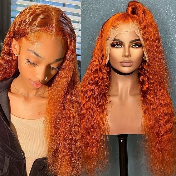QVR Ginger Orange Lace Part Wigs Curly 13x4 Lace Frontal Human Hair Wigs - Image 7