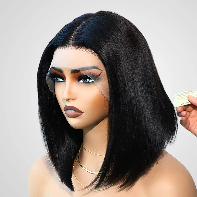 QVR Glueless 13x4 Peekaboo Highlights Red Colored Transparent Lace Human Hair Bob Wigs - Image 10