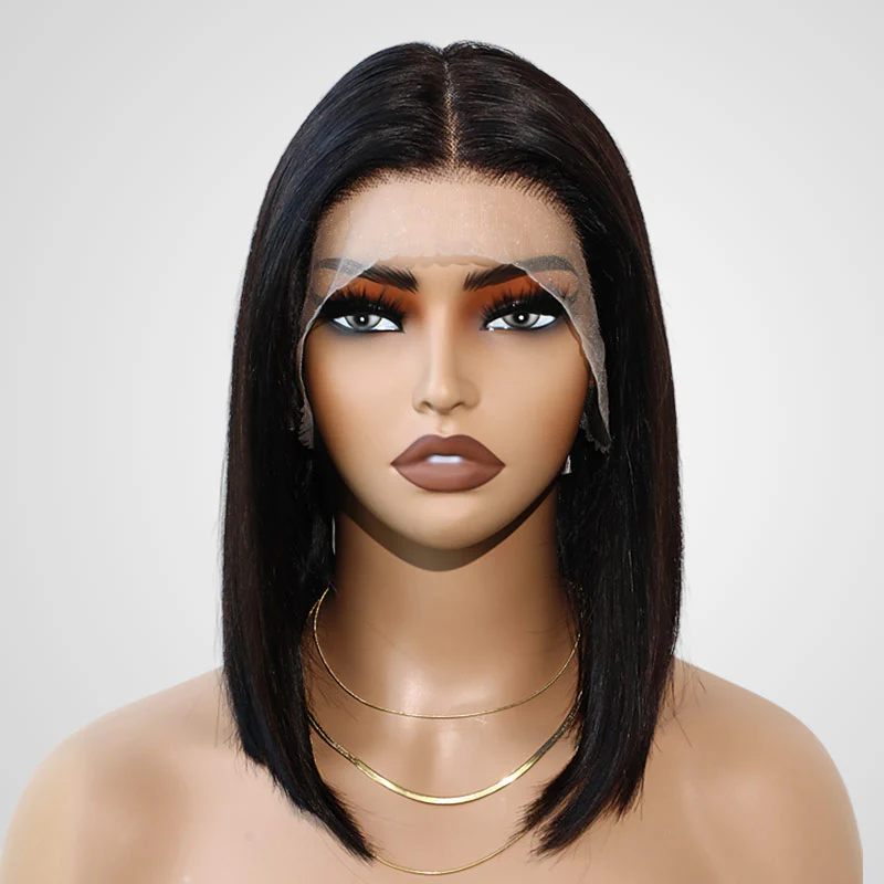 QVR Glueless 13x4 Peekaboo Highlights Red Colored Transparent Lace Human Hair Bob Wigs - Image 9