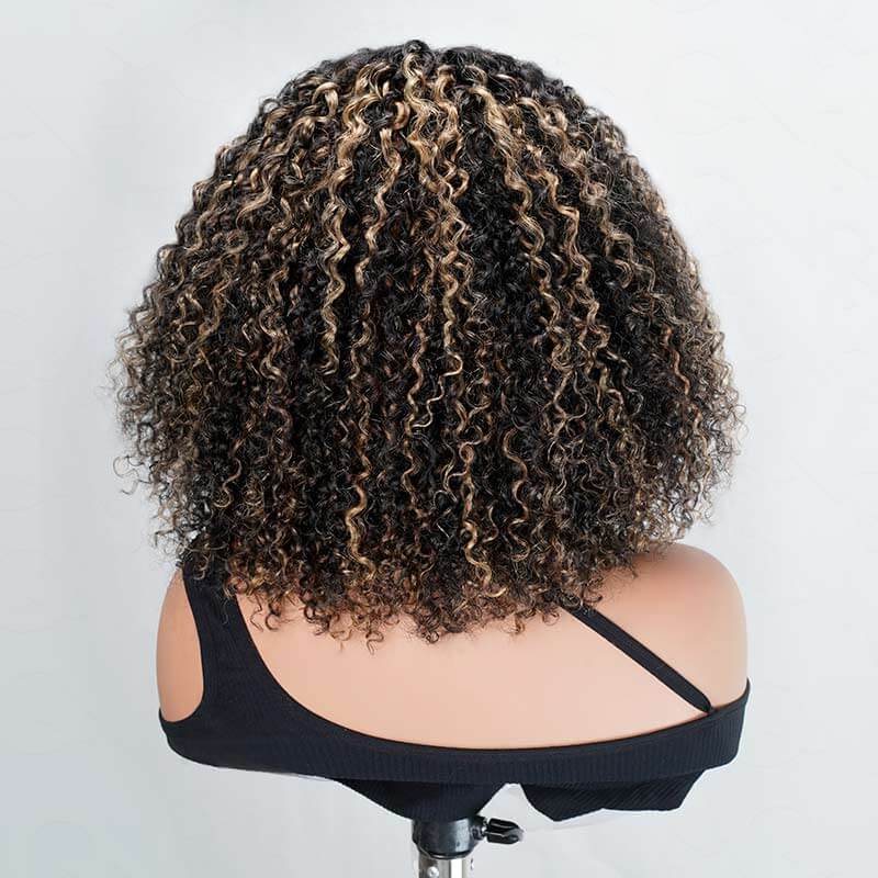 QVR Glueless Blonde Highlight Short Bob Wig Water Wave 5x5 Pre-cut Lace Closure Human Hair Wigs - Image 4