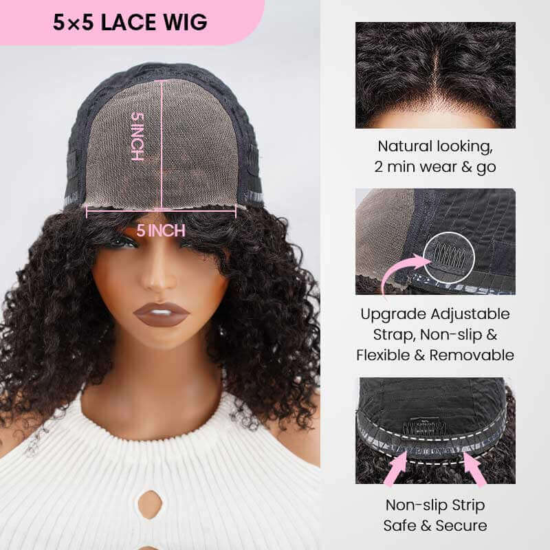 QVR Glueless Brown Highlight Short Bob Wig Deep Wave 5x5 Pre-cut Lace Closure Human Hair Wigs - Image 7