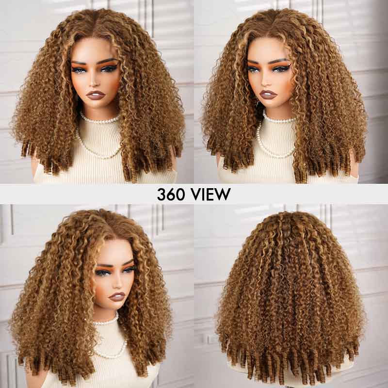QVR Glueless Burmese Curly #T1B/4 Dark Brown 5X5 Pre-cut Lace Closure Wig with Black Roots Human Hair Wigs 210% Density - Image 7