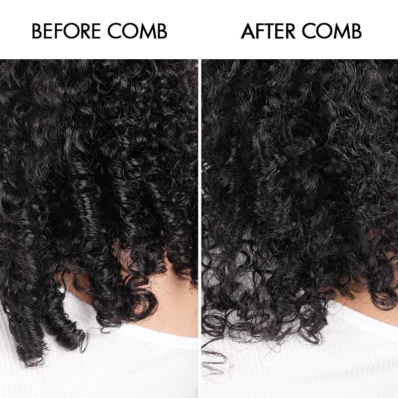 QVR Glueless Burmese Curly V Part Wigs Natural Black Invisible Lace Edge Human Hair Wig - Image 4