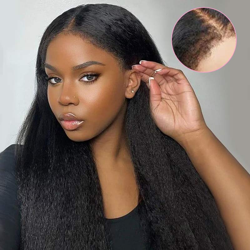 QVR Glueless Curly Edge Kinky Straight 13x4/13x6 Transparent Lace Front Human Hair Wigs - Image 2