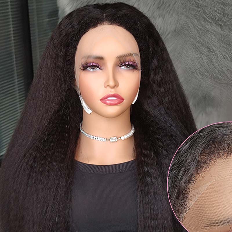 QVR Glueless Curly Edge Kinky Straight 13x4/13x6 Transparent Lace Front Human Hair Wigs - Image 6