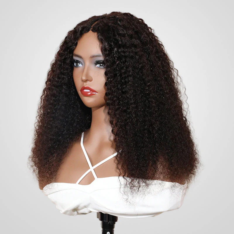 QVR Glueless Jerry Curly V Part Wigs Full Density No Leave Out Wear and Go Wigs - Image 5
