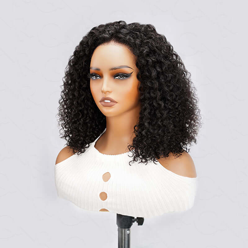 QVR Glueless Kinky Curly 5x5 Lace Closure Wig Ready to Go Soft Short Bob Wigs - Image 4