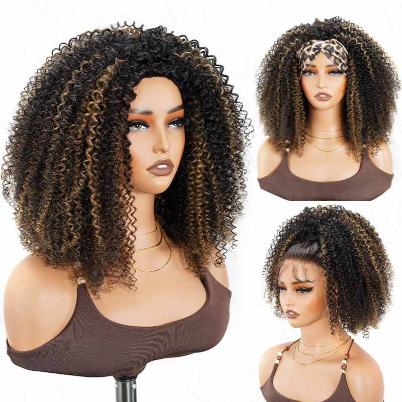 QVR Glueless Kinky Curly Half Wig 250% Density Human Hair Wig Wear Go Flip Over Wig - Image 23